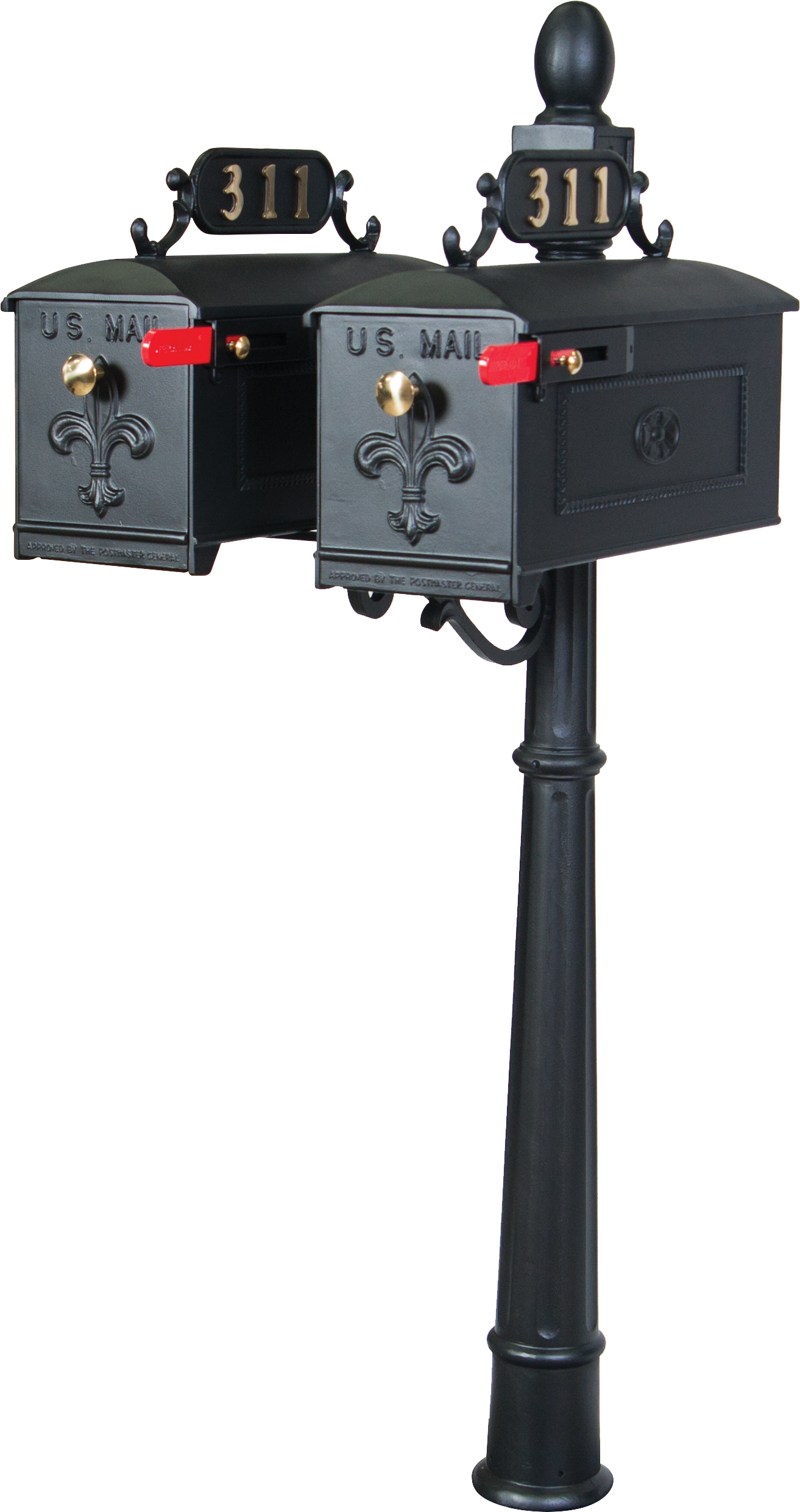 All Williamsburg Aluminum Dual Mailbox Post and Mailbox T311K Williamsburg Decorative Dual